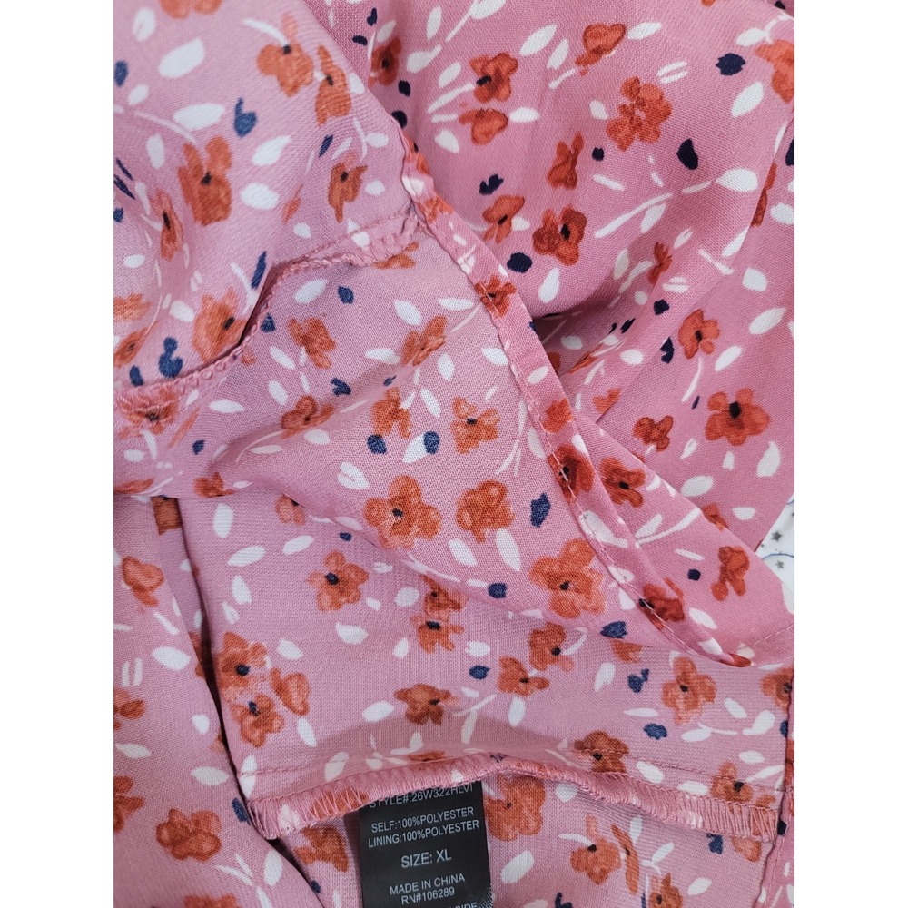 Trixxi Sz XL pink ditsy floral print puff sleeve Smocked mini dress Junior's - Picture 13 of 16